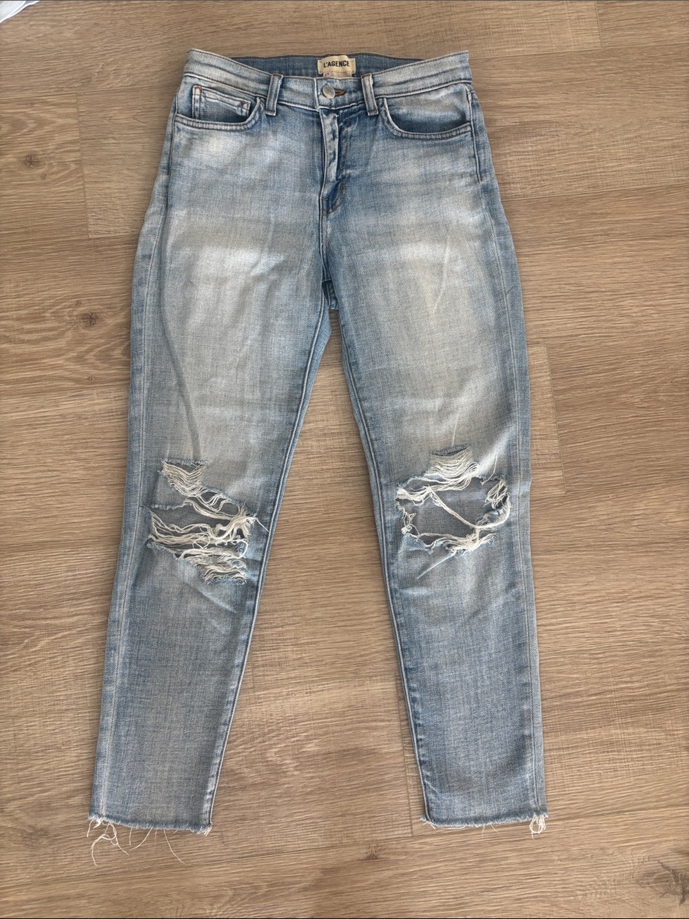 L'AGENCE Light Blue Distressed Skinny Jeans